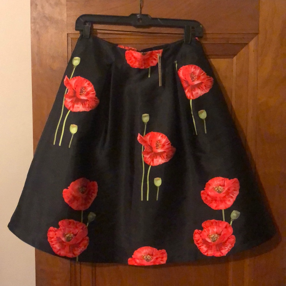 Black dressy skirt with rose pattern
